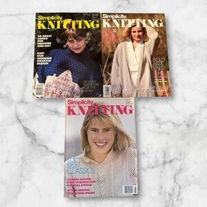 Vintage Simplicity Knitting magazine lot of 3 1980’s